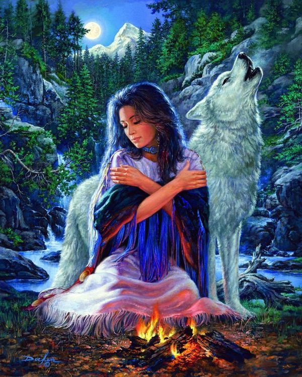 Алмазная вышивка «Волк и девушка» — картинка 2