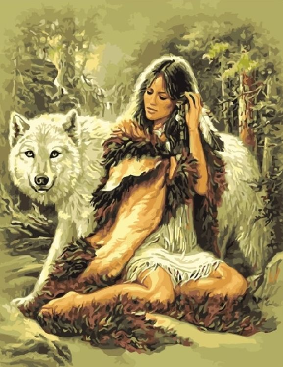 Картина по номерам «Девушка с волком»