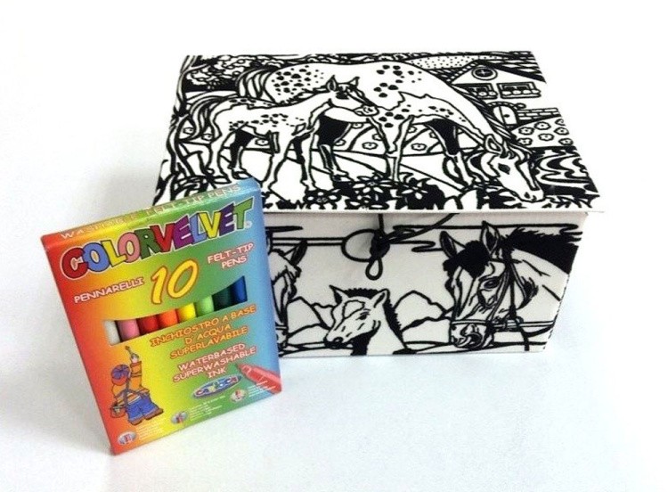 Коробка-раскраска «Лошади» + 10 маркеров — картинка 2