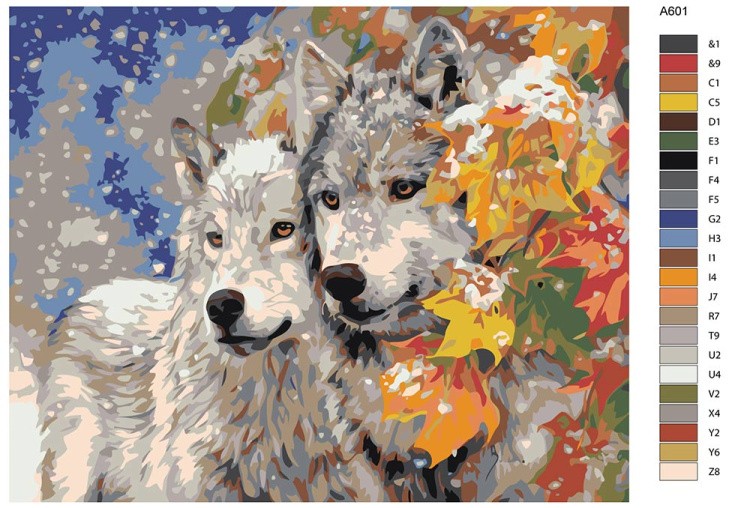 Картина по номерам «Пара волков» — картинка 2