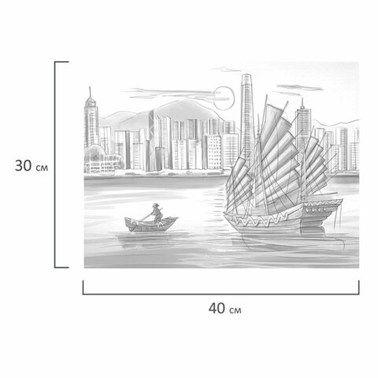 Холст на картоне с контуром BRAUBERG ART CLASSIC «Паруса», 30х40 см, грунтованный, хлопок — картинка 3