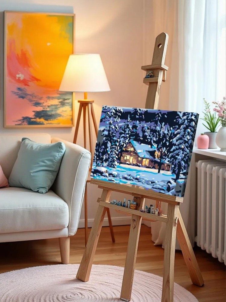 Картина по номерам «Домик в снегу» — картинка 10