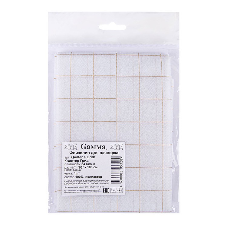 Нетканный материал (флизелин) для творчества Freudenberg клеевой для пэчворка Quilter s Grid, 34 г/кв.м, 90x100 см — картинка 2