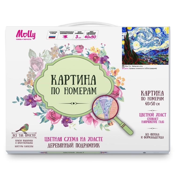 Картина по номерам «Ван Гог. Звездная ночь» — картинка 3