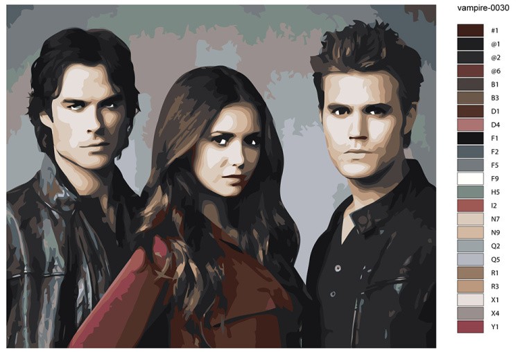 Картина по номерам «Дневники вампира: Деймон, Елена и Стефан» — картинка 2