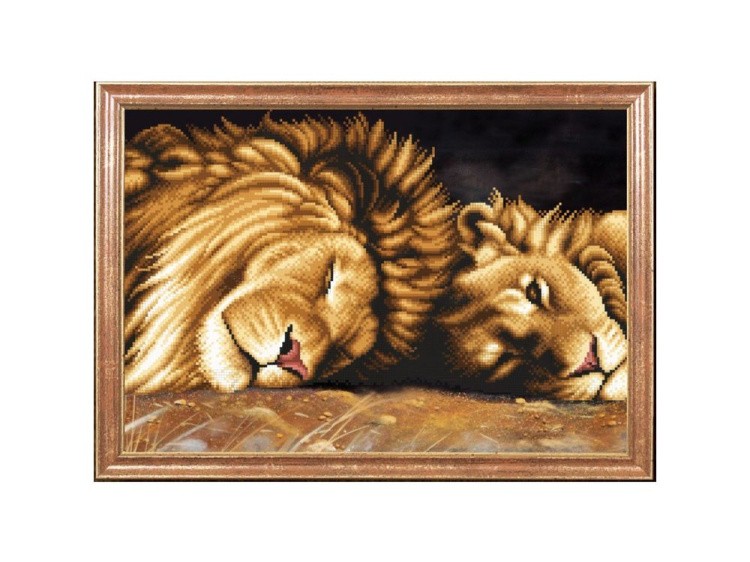 Рисунок на ткани «Львы на отдыхе»