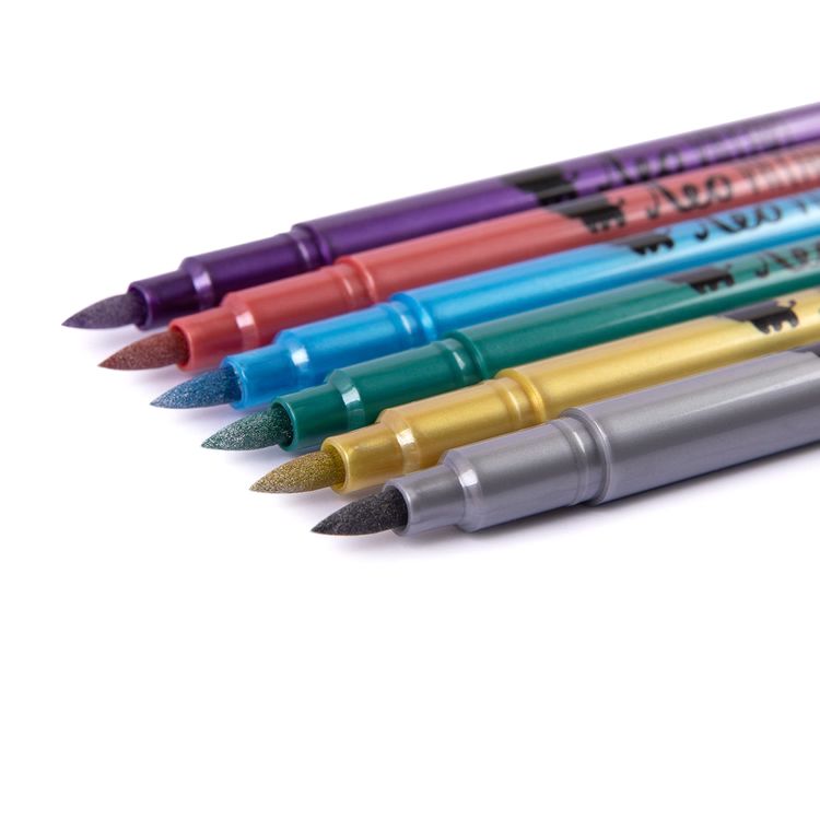 Набор маркеров METALLIC, 6 цв. 2 мм, кисть, Лео — картинка 2