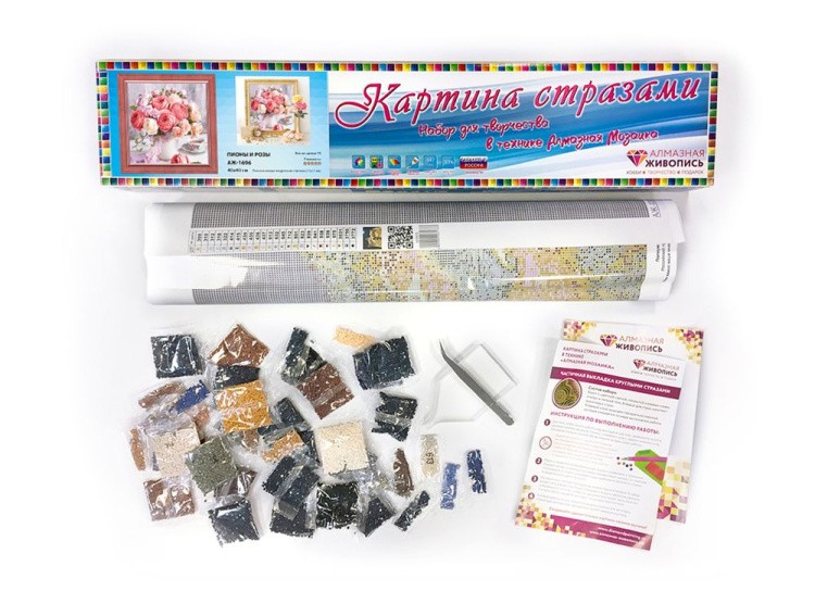 Алмазная вышивка «Пионы и розы» — картинка 3