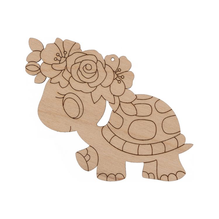 Подвеска «Черепаха с цветами», фанера, 0,3 см, 9х7,3 см, 1 шт., Mr. Carving