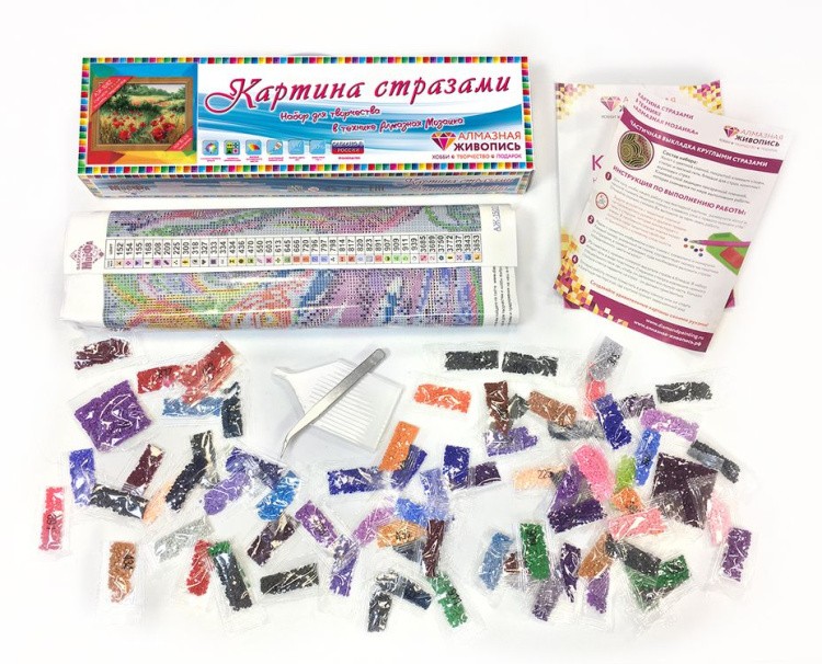 Алмазная вышивка «Маки на лугу» — картинка 2