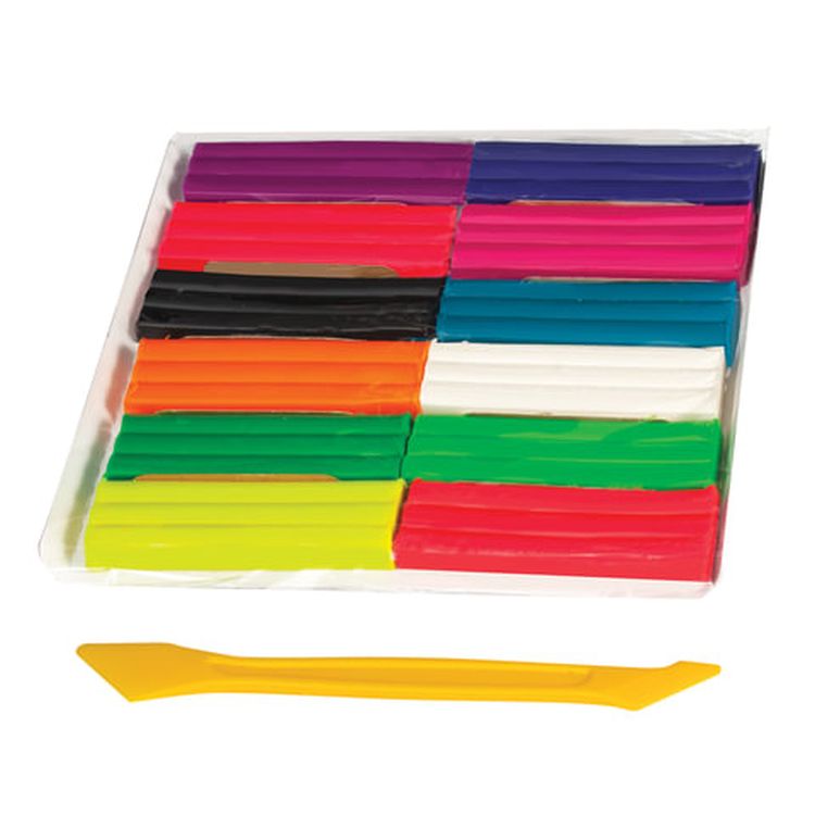 Пластилин флуоресцентный BRAUBERG, 12 цветов, 180 г, со стеком — картинка 2