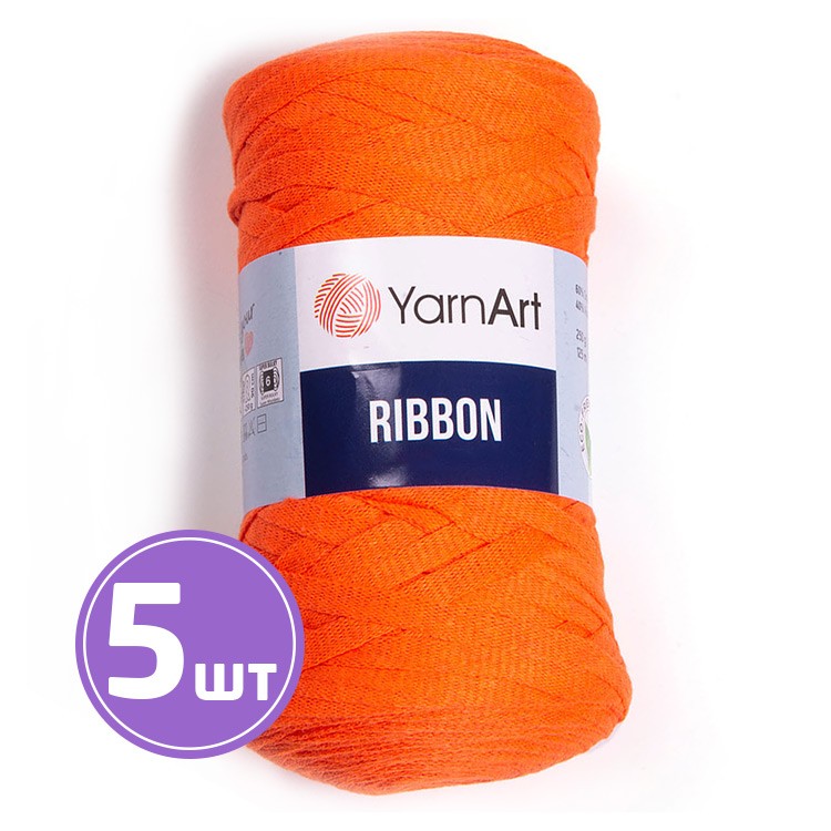 Пряжа YarnArt Ribbon (Риббон) (800), яркий апельсин, 5 шт. по 250 г