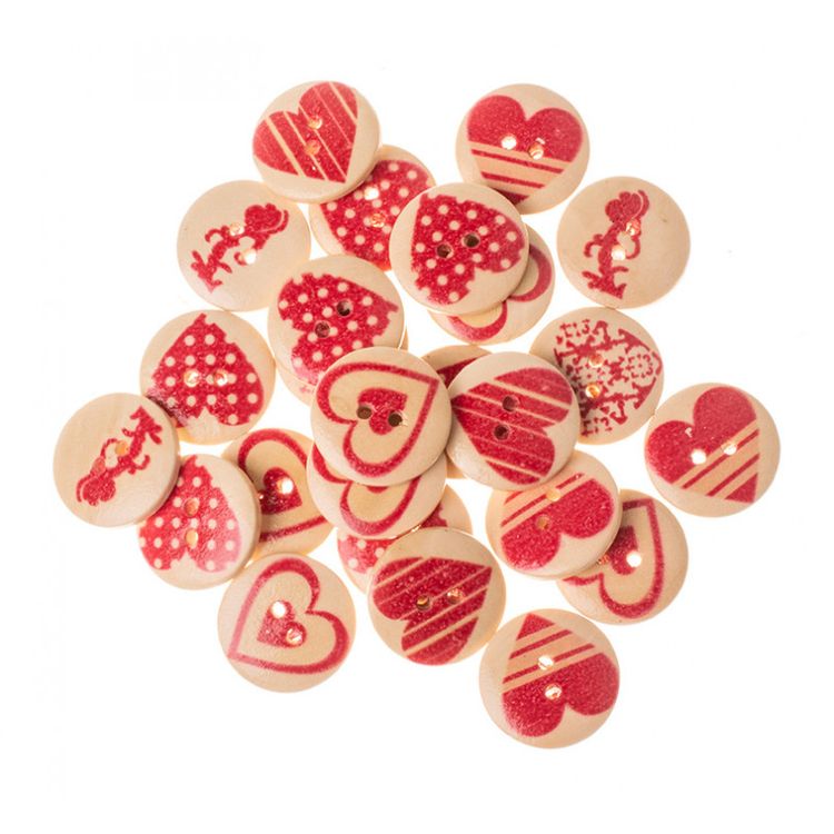 Пуговицы декоративные «Сердечки», 25 шт., 2 см, цветные — картинка 2