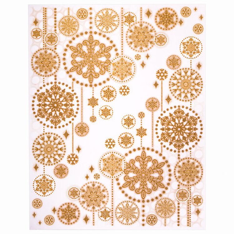 Украшение для окон и стекла «Узоры из золотых снежинок 4» — картинка 2