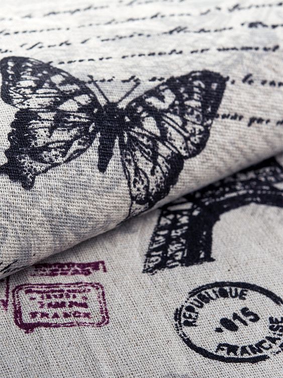 Ткань Лен, 140 г/м², 5 м x 150 см, цвет: бежевый, черный, принт, TBY — картинка 4