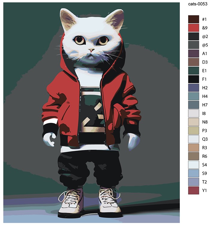 Картина по номерам «Белый кот в модной одежде» — картинка 2