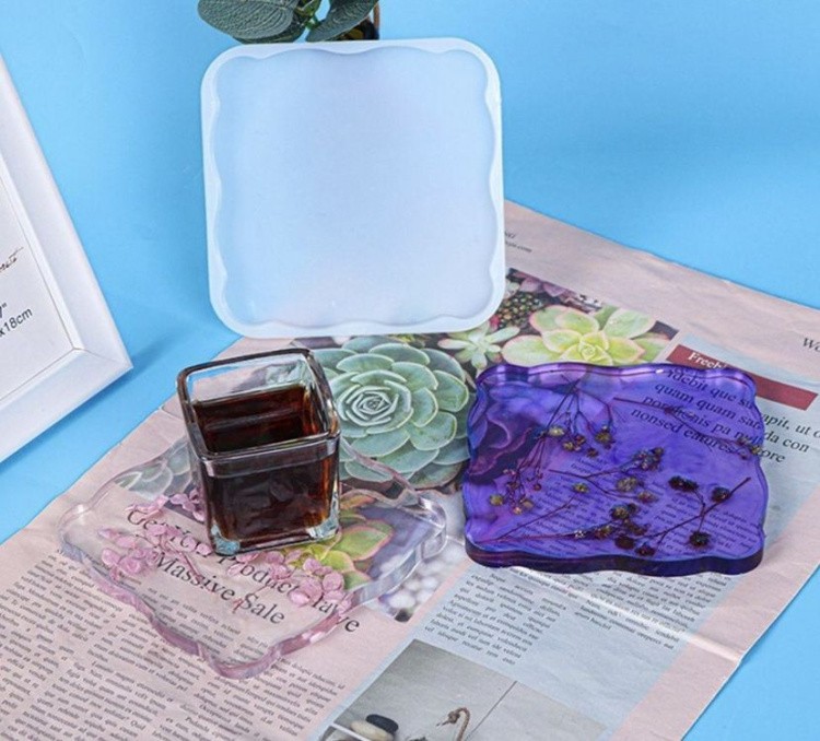 Силиконовый молд «Подстаканник жеода квадрат», 12х12 см — картинка 5