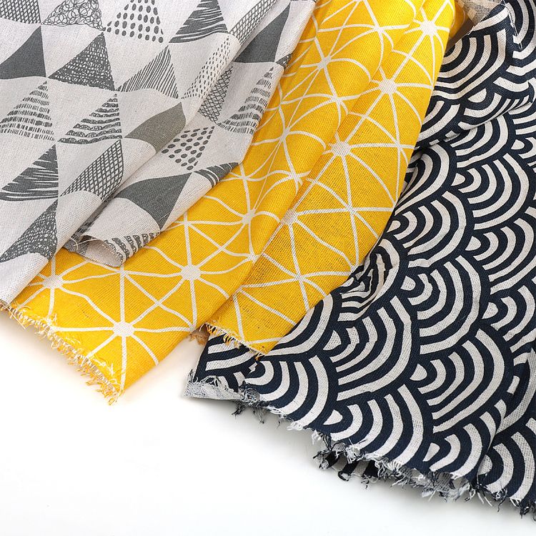 Ткань лен, 140 г/м², 30% лен, 70% хлопок, 3 м, ширина 150 см, цвет: синий, принт, TBY — картинка 7