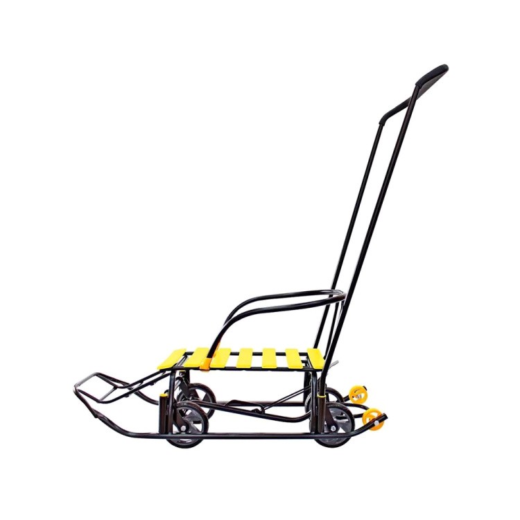 Санки детские Snow Black Auto желтые рейки с колесами — картинка 6