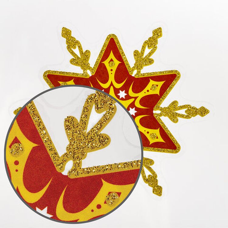 Украшение для окон и стекла «Красно-золотые снежинки 2» — картинка 5