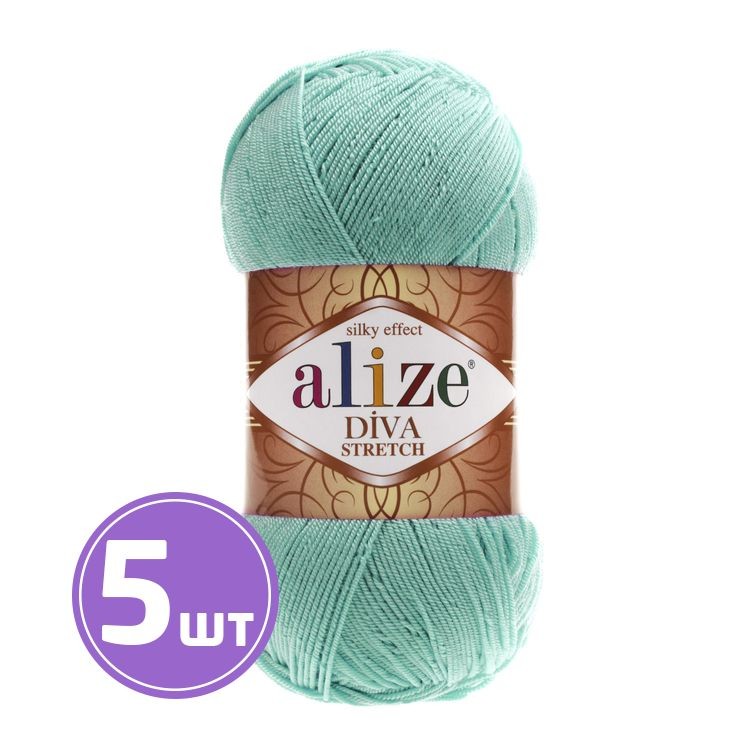 Пряжа ALIZE Diva stretch Silk effekt (376), бирюзовый, 5 шт. по 100 г