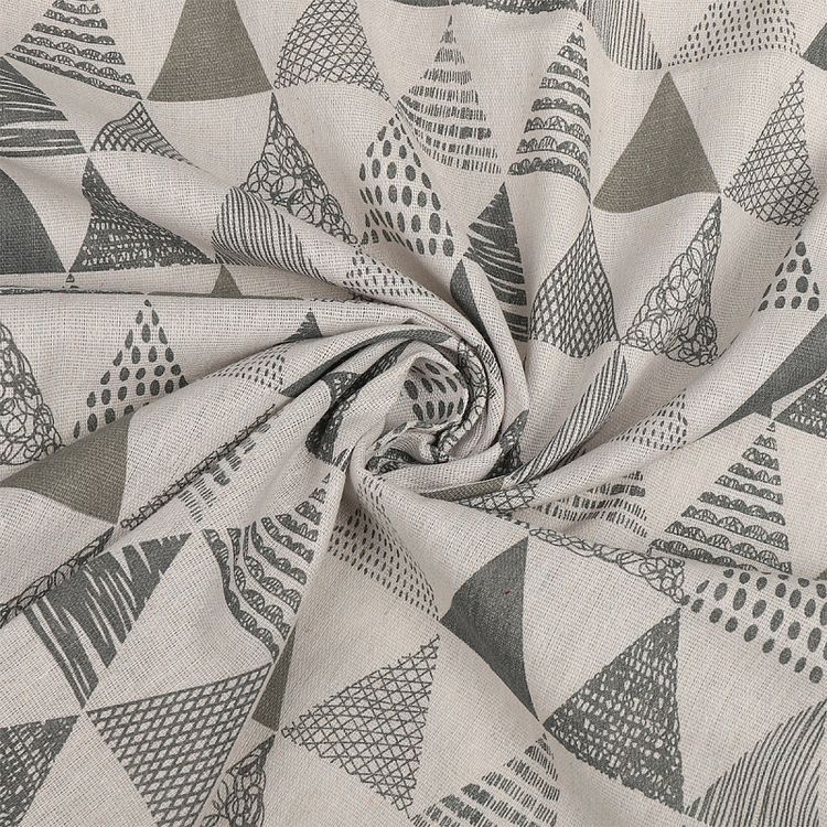 Ткань льняная, 3 м x 150 см, 140 г/м², цвет: молочный, геометрический принт, TBY — картинка 3