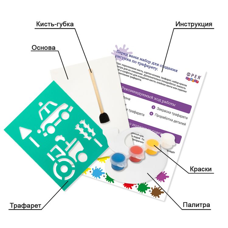 Набор для раскрашивания по трафарету «Машинки» — картинка 2