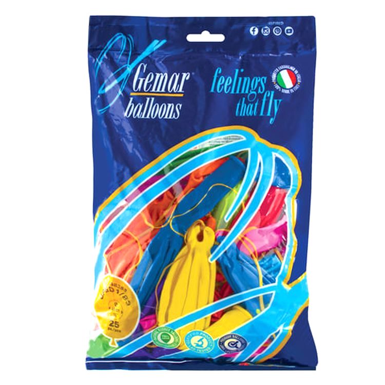 Шары воздушные 16&quot; (41 см), комплект 25 шт., панч-болл (шар-игрушка с резинкой), 12 пастельных цветов — картинка 2