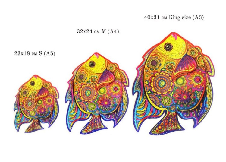 Деревянный пазл Unidragon «Сияющая Рыбка», размер King size (А3) — картинка 7
