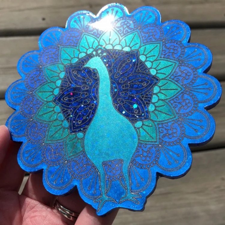 Силиконовый молд - Коастер павлин, d 11см, 1 шт. — картинка 3