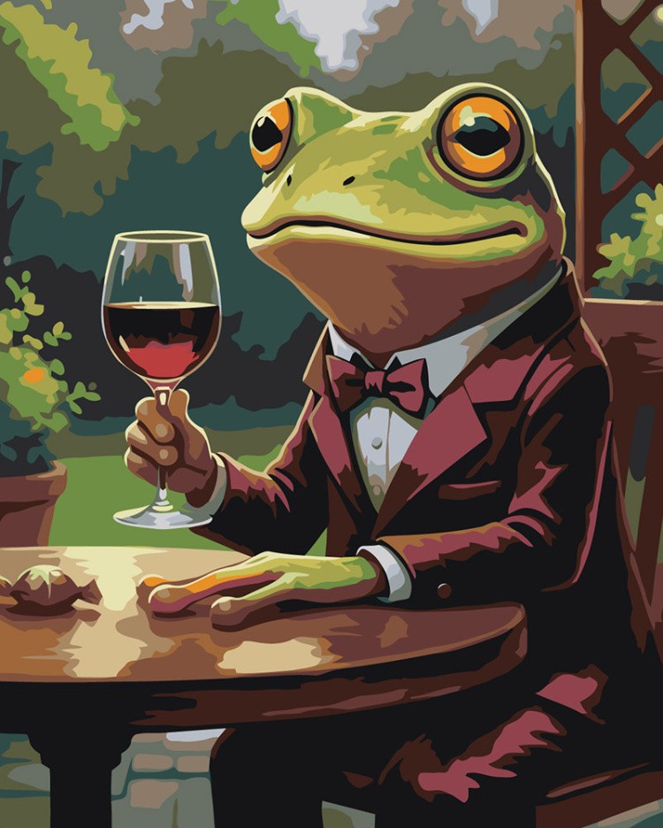 Картина по номерам Лягушка в костюме с бокалом вина
