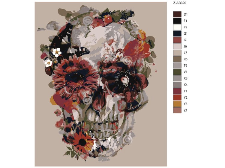Картина по номерам «Цветочный череп» — картинка 2