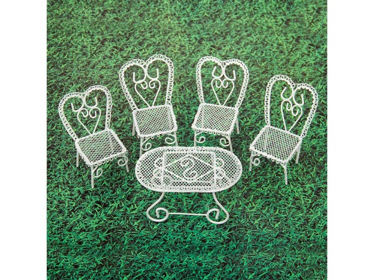 Садовая миниатюра MET-035 Мебельный гарнитур, металл 5 предметов, Blumentag — картинка 3