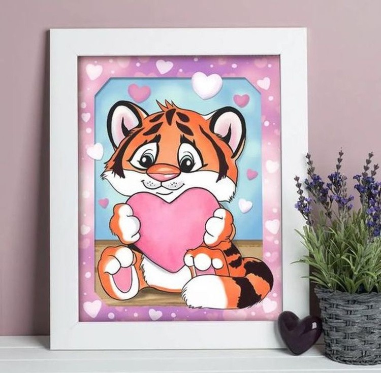 Алмазная вышивка «Тигренок и сердце» — картинка 3