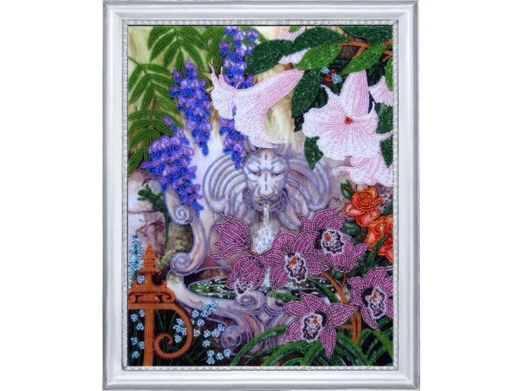 Рисунок на ткани «Фонтан в саду»