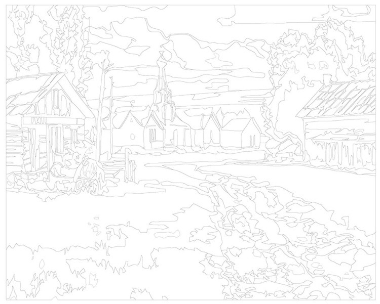 Картина по номерам «Природа: Деревенский пейзаж с часовней» — картинка 3