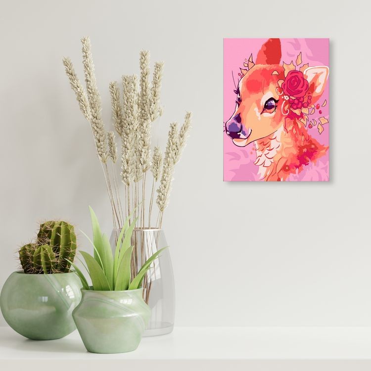 Картина по номерам «Оленёнок с цветком» — картинка 4