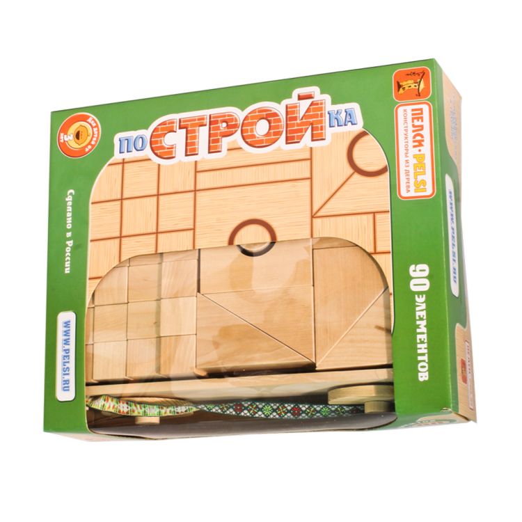 Деревянный набор геометрических форм в тележке «ПоСТРОЙка» — картинка 2