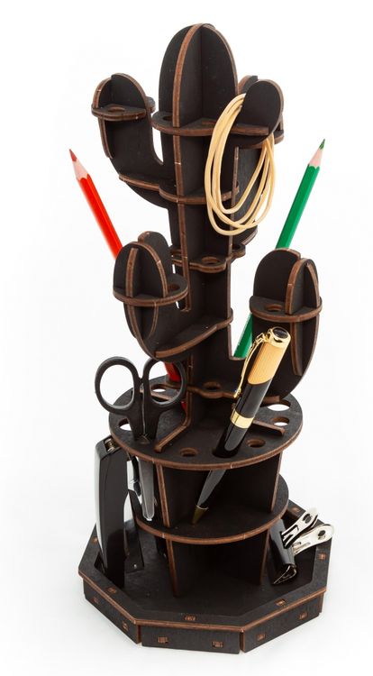 Конструктор из дерева «Настольный органайзер Кактус черный», Eco Wood Art — картинка 2