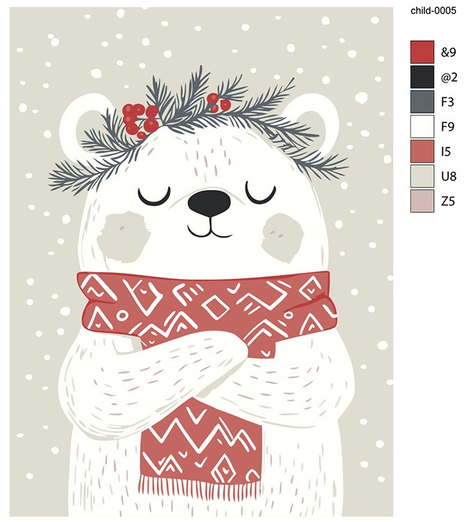 Картина по номерам «Детская, для детей: белый медведь, снег» — картинка 2