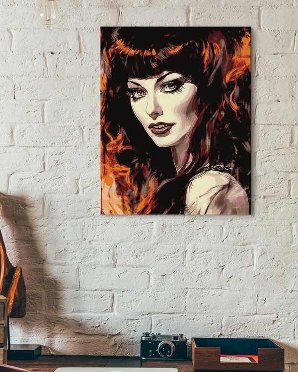 Картина по номерам «Повелительница тьмы, постер в стиле 60-х» — картинка 3