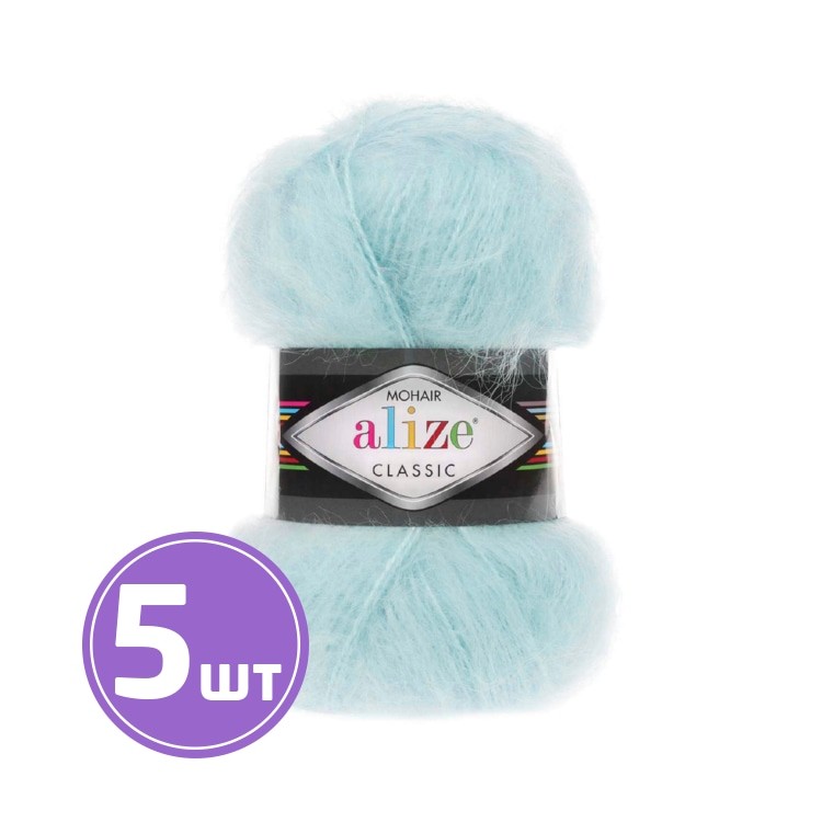 Пряжа ALIZE Mohair classik new (522), мята, 5 шт. по 100 г