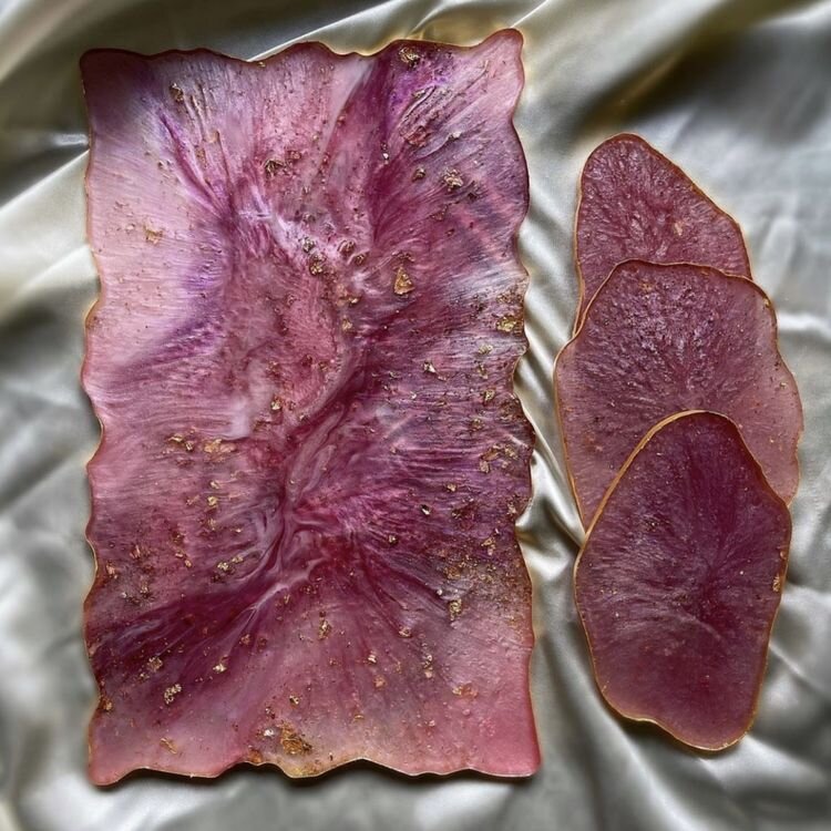 Силиконовый молд для эпоксидной смолы - Поднос жеода №2, 36х21 см — картинка 5