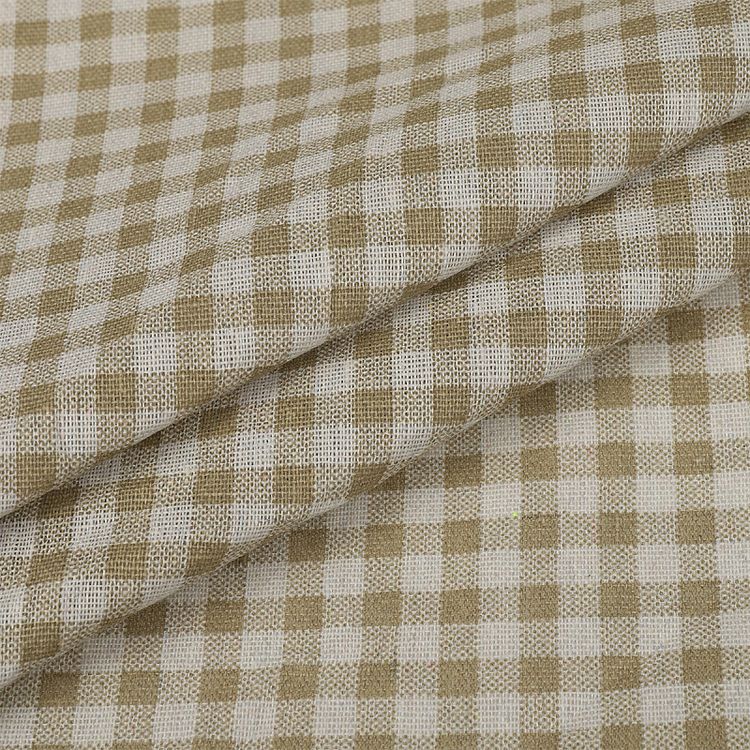 Ткань льняная, 3 м x 150 см, 140 г/м², цвет: бежевый, клетка, TBY — картинка 3
