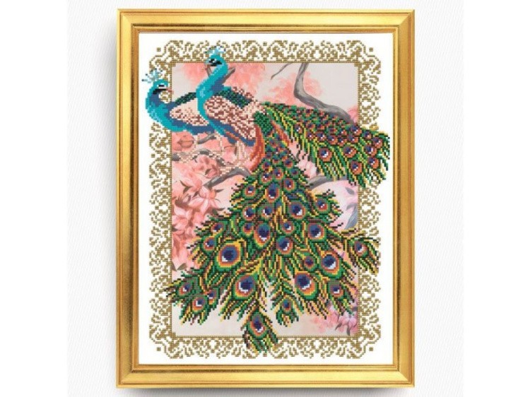 Рисунок на ткани «Павлины на сакуре»