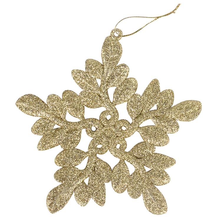 Украшение елочное подвесное «Снежинка золотистая», 6 шт., 11 см, глиттер — картинка 4