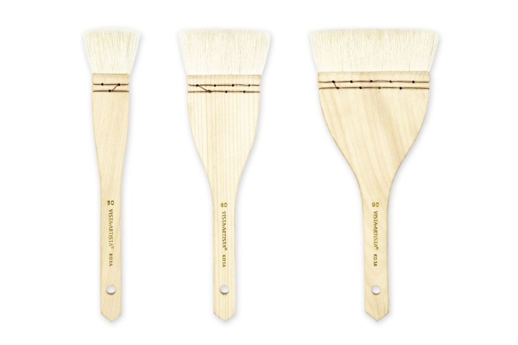 Кисть «Hake» №60, коза, флейц, короткая ручка, Vista-Artista — картинка 2