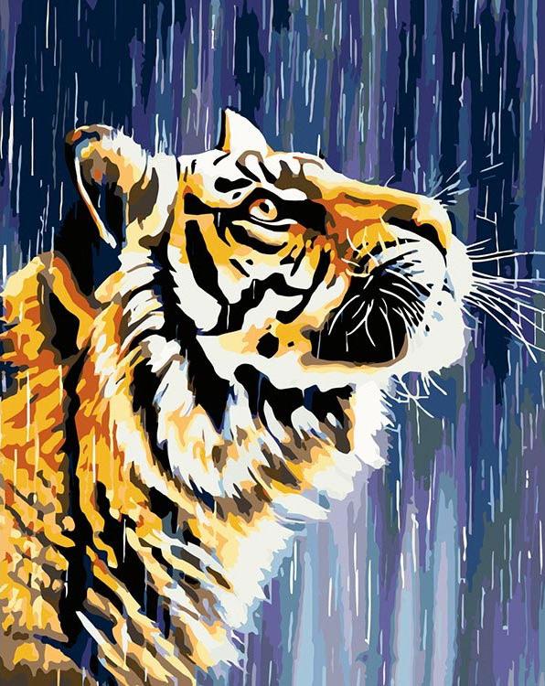 Картина по номерам «Тигр под дождем»