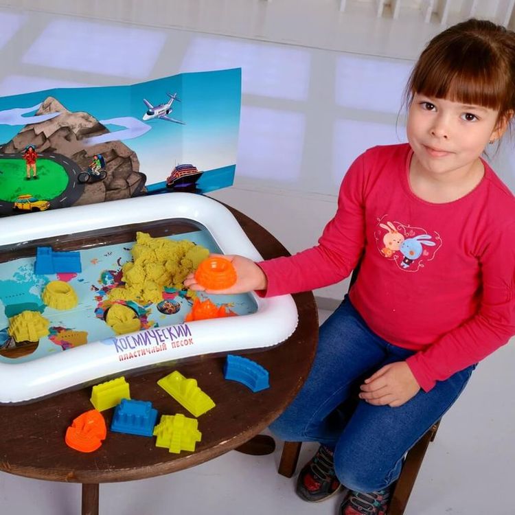 Космический пластичный песок набор «Вокруг света» 2 кг с ароматом банана — картинка 9