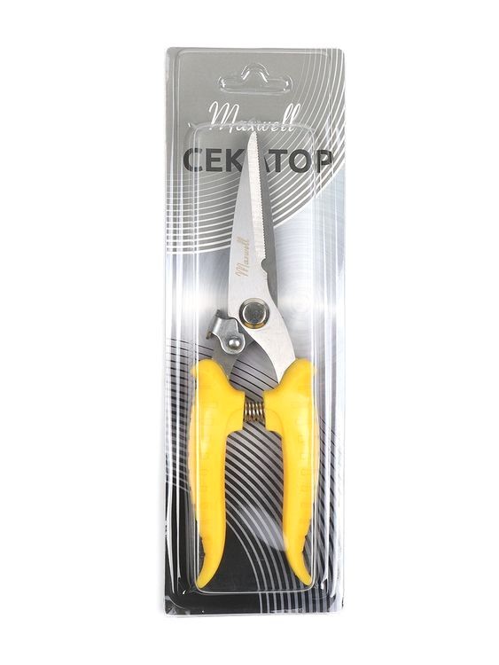 Секатор Maxwell прямое лезвие, 80/210 мм, ручки желтый пластик — картинка 12